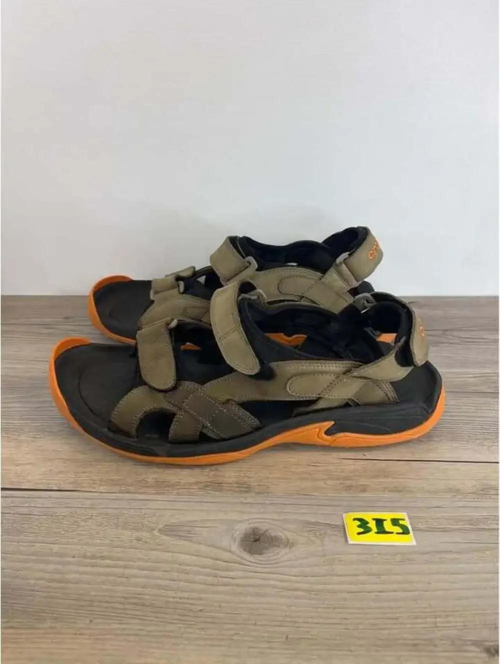 Crocs Mens Size 13 Outdoor Hiking Water Sandals Olive Green Orange Straps